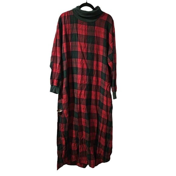 Vintage‎ Talbots Plaid turtleneck maxi cotton nightgown womens XL - Picture 1 of 5